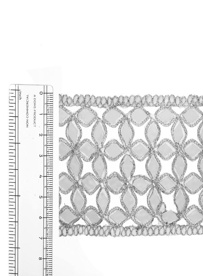 CORIOX Shiny Mirror Lace 9 Meter Border for Dresses, Sarees, Suits, Blouses, Dupattas, Bags, Art and Craft. (Silver) - Image 3